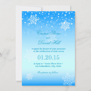 Invitation Élégant Froid Snowflakes hiver Mariage bleu