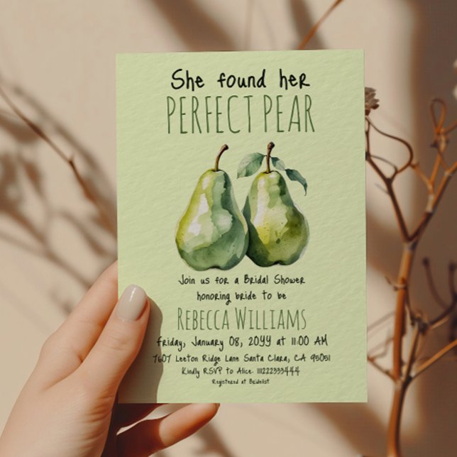 Invitation Elegant Fruit Brunch Perfect Pear Bridal Shower (Créateur téléchargé)