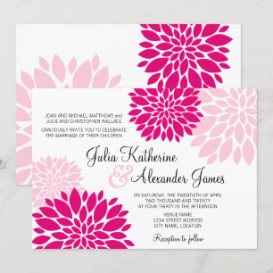 Invitation Élégant Fuchsia Rose Blush Floral Burst Mariage