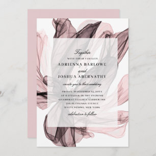Invitation Élégant Fumé Floral Dusty Mariage rose