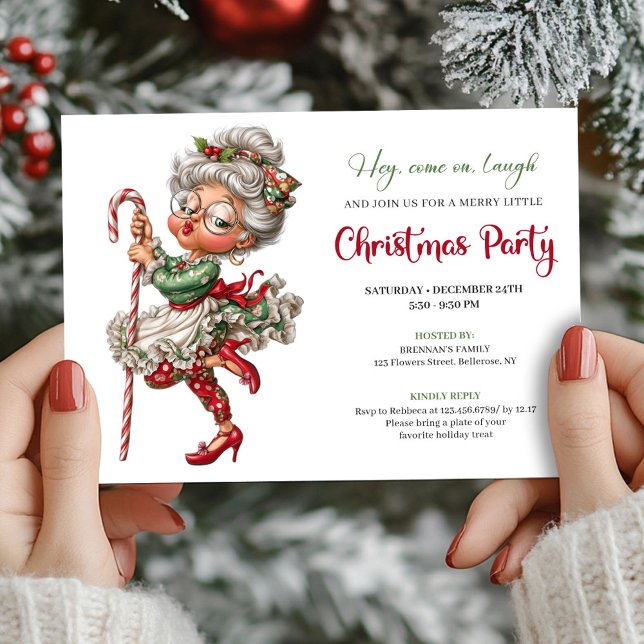 Invitation Elegant Funny Grandma Cartoon Christmas Humor  (Elegant Funny Grandma Cartoon Christmas Humor Invitation

)