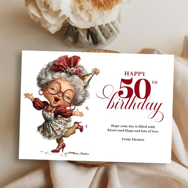 Invitation Elegant Funny Lady 50th Birthday Humor Greeting   (Elegant Funny Lady 50th Birthday Humor Greeting Card

)