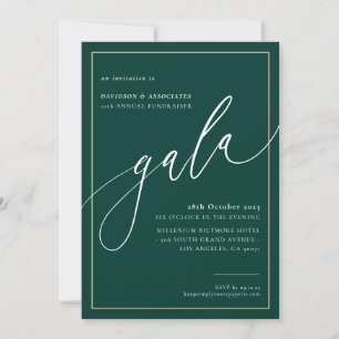 Invitation ELEGANT GALA calligraphie style formel vert foncé