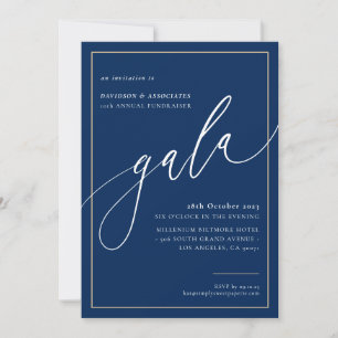 Invitation ELEGANT GALA calligraphie style marine formelle or