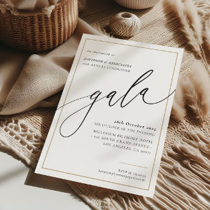 Invitation ELEGANT GALA calligraphie stylisée or formel noir