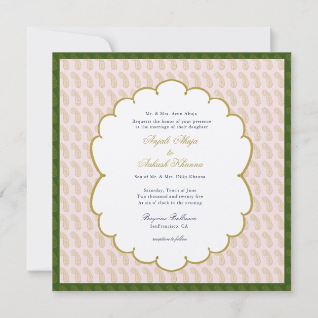 Invitation Elegant Ganesh Pastel couleurs mariage indien (Dos)