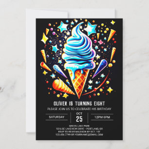 Invitation Elegant Garçons Digital Boy Crème de glace Anniver
