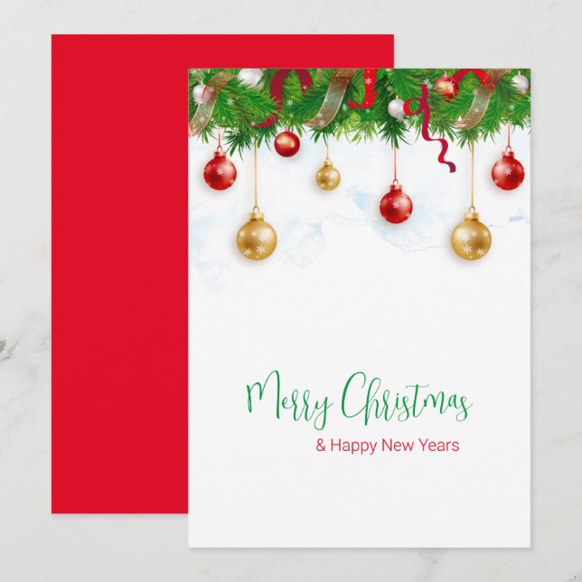 Invitation Elégant garde-robe de Noël avec ornements (Devant / Derrière)