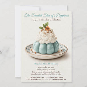 Invitation Elégant gâteau d'aquarelle bleu Anniversaire Invit