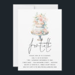 Invitation Élégant gâteau Dusty Peach Script 40e anniversaire<br><div class="desc">Elégant gâteau Dusty Peach Script 40e anniversaire. Imprimable ou imprimé. Le quarantième est dans un script de style manuscrit avec les détails en dessous avec un gâteau à l'aquarelle et une photo florale. Personnalisez facilement le reste du texte avec vos détails. Également disponible en téléchargement numérique.</div>