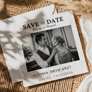 Invitation Élégant Gatsby Argent Ancien Photo Enregistrer la