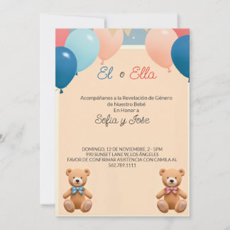 Invitation Elegant Genre Reveillez en Espagnol