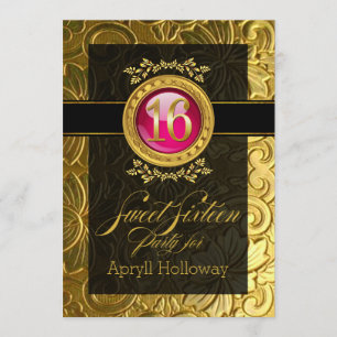 Invitation Élégant Glamor Embossé Sweet sixteen