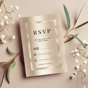 Invitation Élégant glamour minimaliste au champagne RSVP