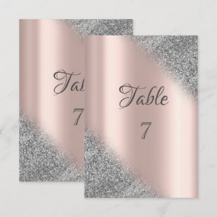 Invitation Élégant Glitter Argent Ombré sur Table en Or Rose