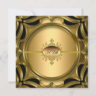 Invitation Elégant Gold 50e Anniversaire de fête d'anniversai