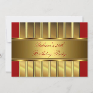 Invitation Elégant Gold 50th Birthday Party Event Red 2