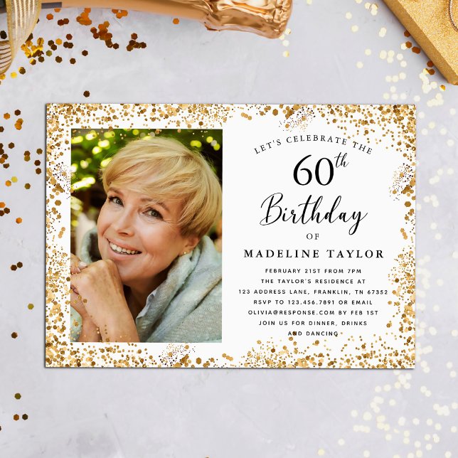 Invitation Elégant Gold 60e anniversaire (Créateur téléchargé)