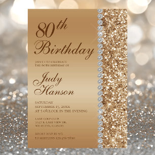 Invitation Elégant Gold 80th Birthday Photo Party