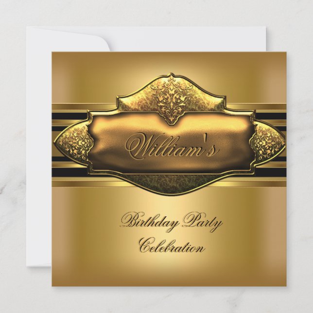 Invitation Elégant Gold Birthday Party Mens 60e (Devant)