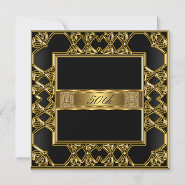 Invitation Elégant Gold Black 50th Birthday Party (Devant)
