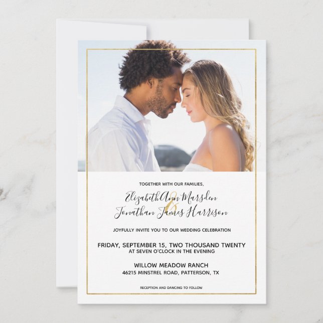 Invitation Elegant Gold Black Calligraphy Mariage photo (Devant)