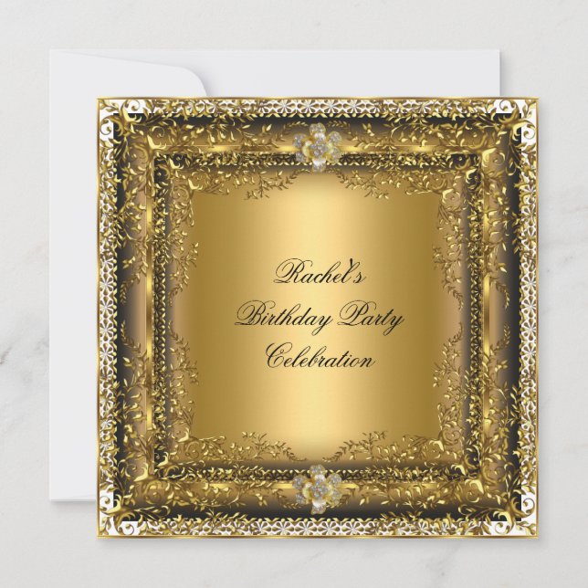 Invitation Elégant Gold Black Cream Bijou d'anniversaire (Devant)