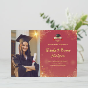 Invitation Elégant Gold & Black Graduation