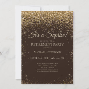Invitation Elegant Gold Brown Surprise Parti de retraite