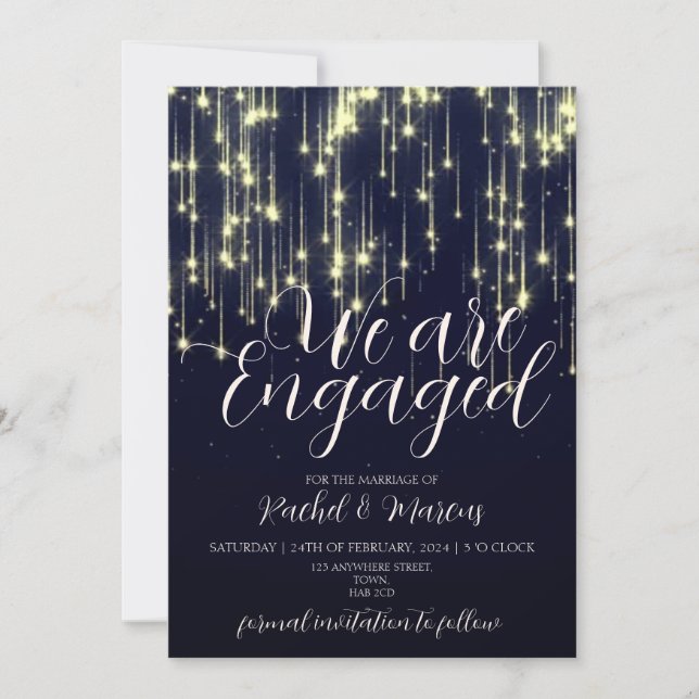 Invitation Elégant Gold Calligraphy Engagement Party (Devant)