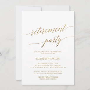Invitation Elégant Gold Calligraphy Parti de retraite
