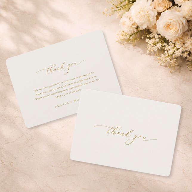 Invitation Elegant Gold Calligraphy Wedding Thank You Card (Créateur téléchargé)