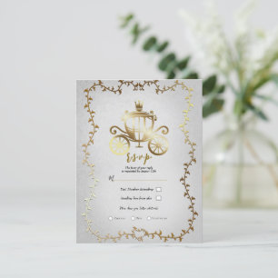 Invitation Elegant Gold Carriage Storybook Mariage R.S.V.P.