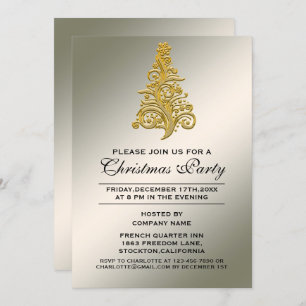 Invitation Elégant Gold Christmas Tree Corporate Party