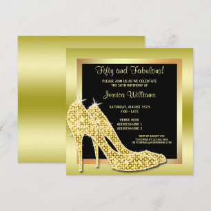 Invitation Elégant Gold Cinquante et Fabrique fête d'annivers