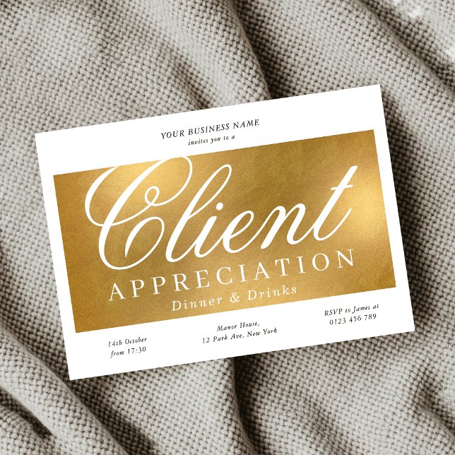 Invitation Elégant Gold Client Appréciation Dîner d'affaires (Elegant Gold Client Appreciation Business Dinner Invitation)