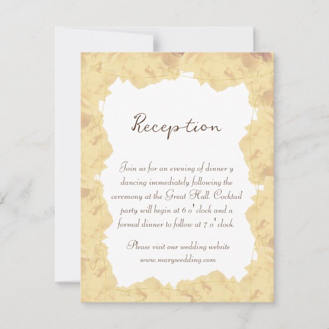 Invitation elegant gold cream  roses (Devant)