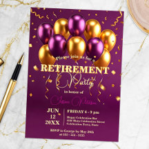 Élégant Gold et Violet Ballons Parti de retraite