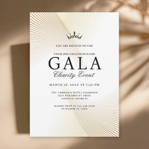 Invitation Élégant Gold et White Gala Charity Event