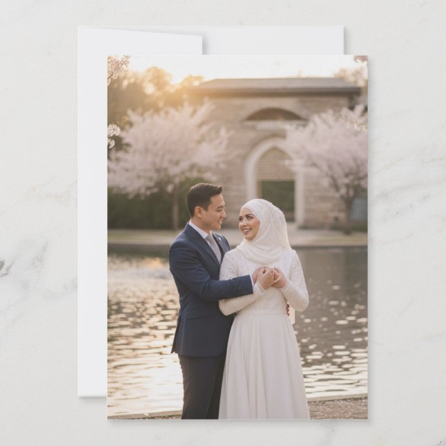 Invitation Elegant Gold Floral Islamic Wedding Nikah & Photo (Dos)