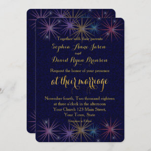 Invitation Elégant Gold Foil Parties scintillant bleu Faire-p