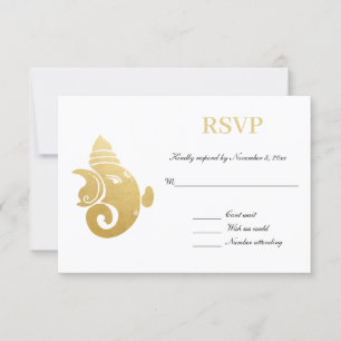 Invitation Elegant Gold Ganapati RSVP de mariage indien