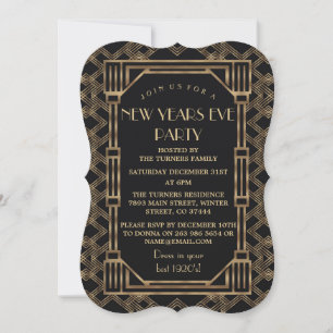 Invitation Elégant Gold Great Gatsby 1920 New Year Party