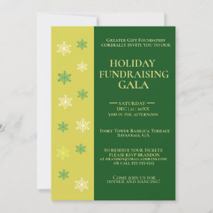Invitation Elégant Gold & Green Star Charity Gala de vacances