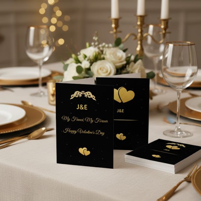 Invitation Elegant Gold Heart & Black Gradient Personalized V (Créateur téléchargé)