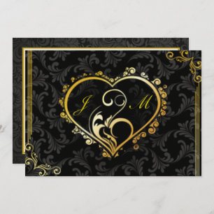 Invitation Élégant Gold Heart Monogram Bachelorette Party