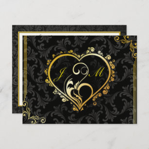 Invitation Elegant Gold Heart Monogram Engagement Party Invit
