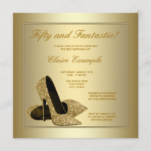 Invitation Elégant Gold High Heels Womans Gold 50e anniversai