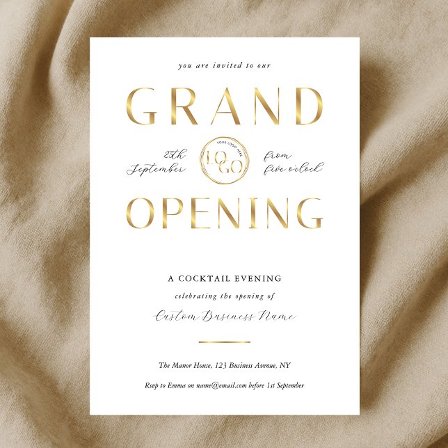 Invitation Elegant Gold Logo Business Grand Opening Modern (Créateur téléchargé)
