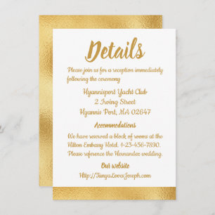 Invitation Elegant Gold Mariage Directions Détails Glam